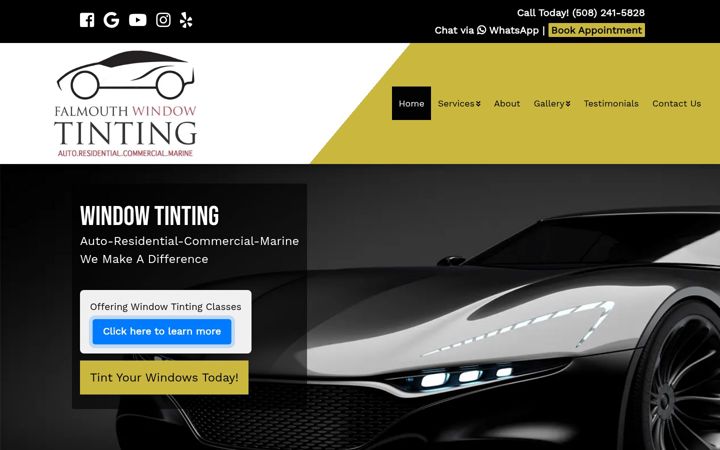 Screenshot of falmouthwindowtinting.com