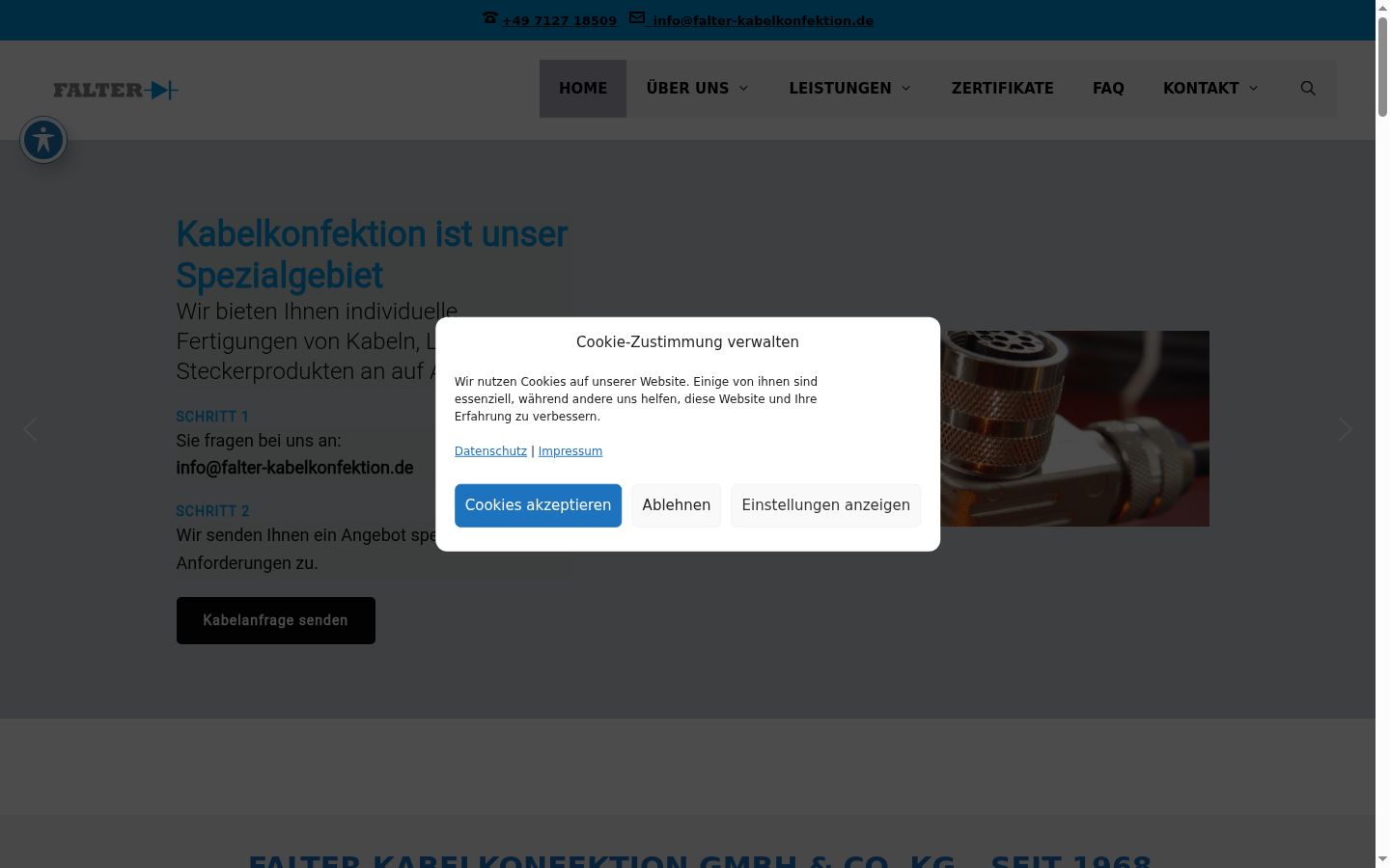 Screenshot des Einwilligungsbanners vor jeglicher Interaktion