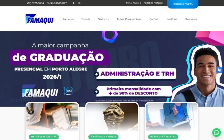 Snímek obrazovky famaqui.edu.br