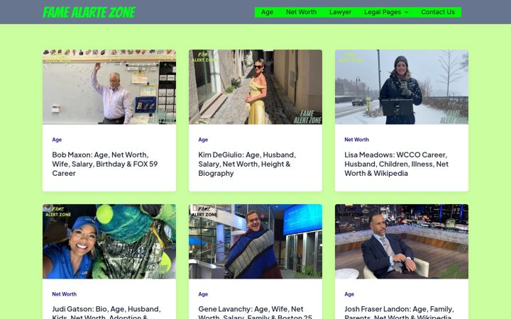 Screenshot of famealertzone.com