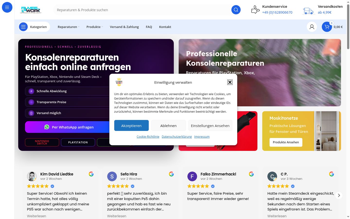 Screenshot del banner di consenso mostrato prima di qualsiasi interazione