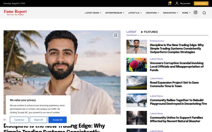Screenshot of famereport.in