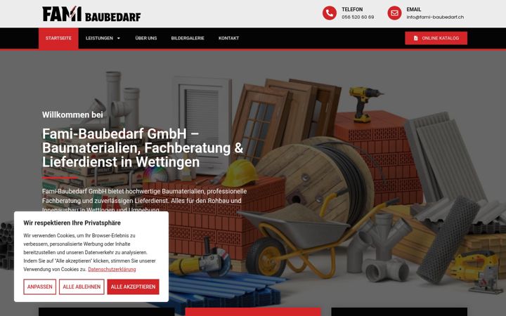 Screenshot of fami-baubedarf.ch