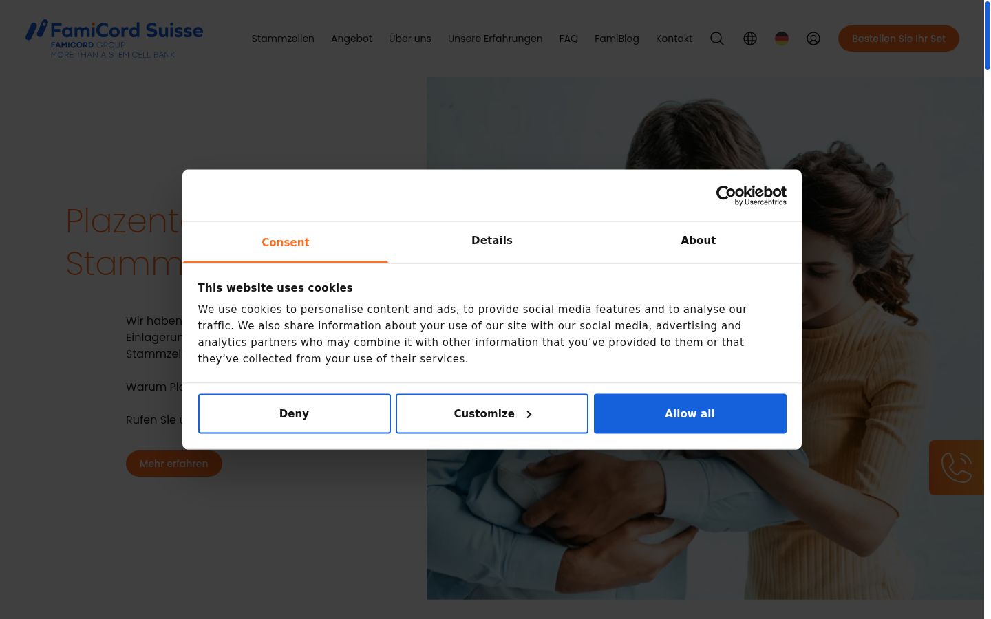 Screenshot of the consent banner shown before any interaction