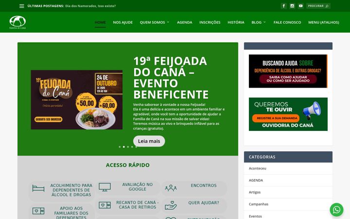 Screenshot of familiadecana.org.br
