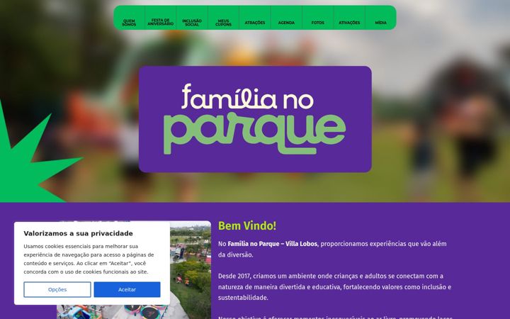 Skjermbilde av familianoparque.com.br