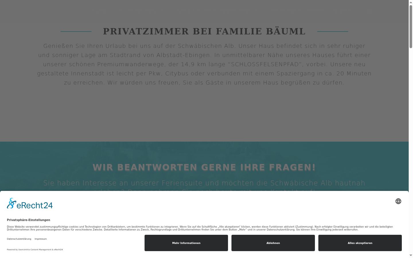 Screenshot del banner di consenso mostrato prima di qualsiasi interazione