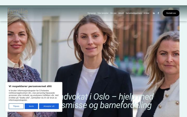 Screenshot of familieadvokatene.no