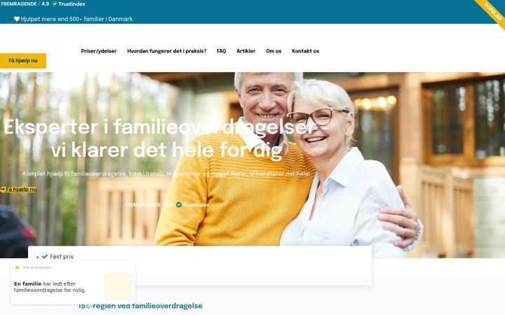 Screenshot of familiehandlen.dk