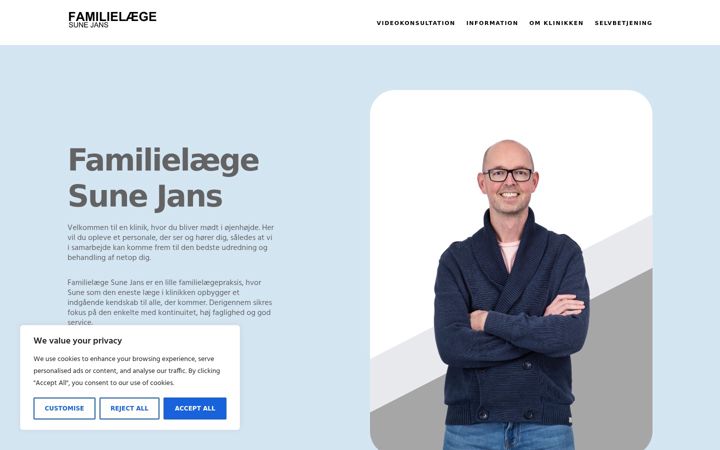 Screenshot of familielaegesunejans.dk