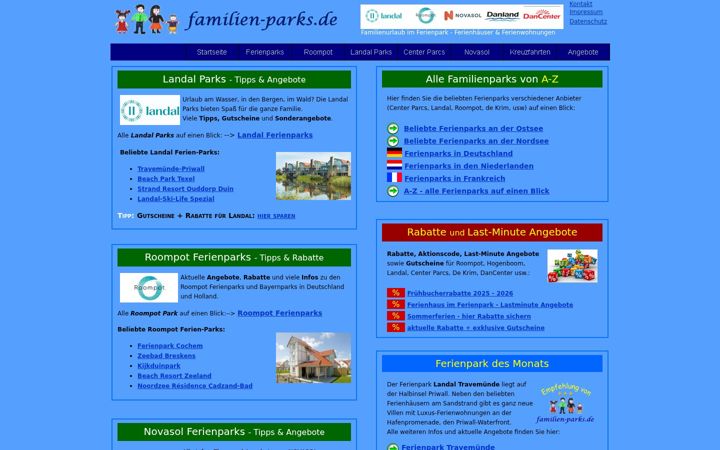 Screenshot of familien-parks.de