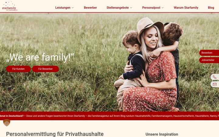 Screenshot of familienagentur-starfamily.de