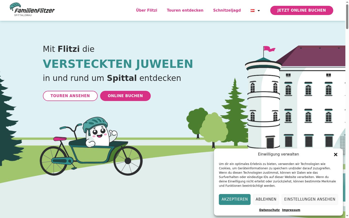 Screenshot des Einwilligungsbanners vor jeglicher Interaktion