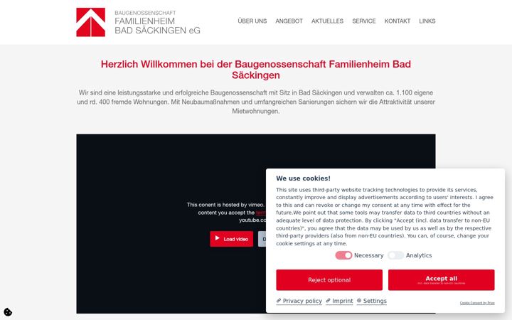 Screenshot of familienheim-bad-saeckingen.de