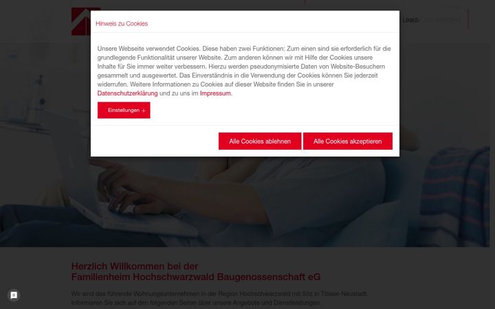Captura de ecrã de familienheim-hochschwarzwald.de