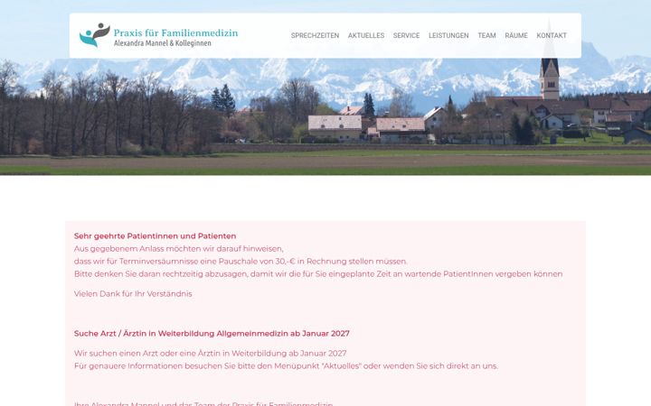 Skjámynd af familienmedizin-hofstetten.de