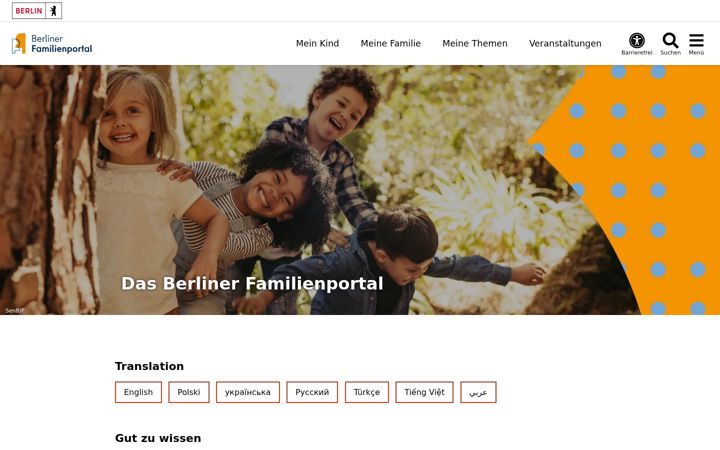 Skjámynd af familienportal.berlin.de