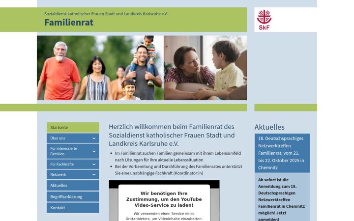 Snimka zaslona za familienrat-karlsruhe.de