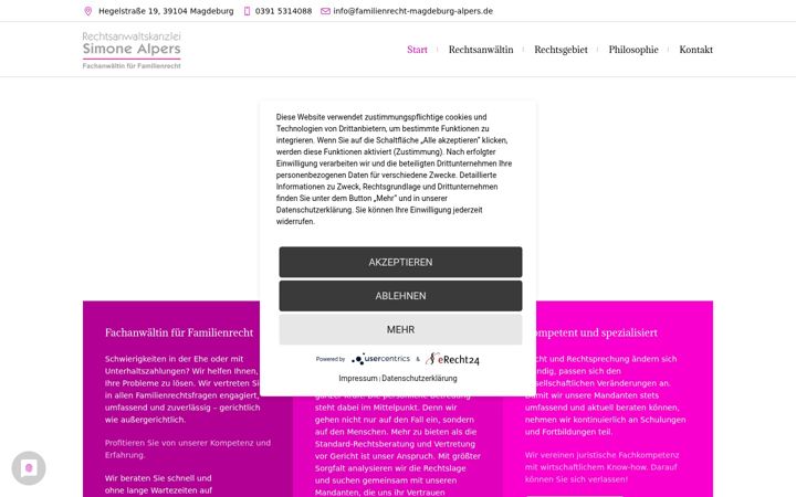 Snimka zaslona za familienrecht-magdeburg-alpers.de