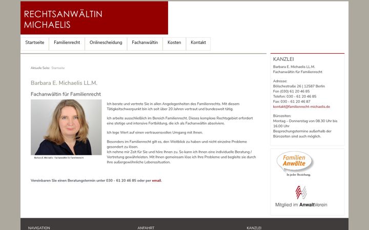 Snimka zaslona za familienrecht-michaelis.de