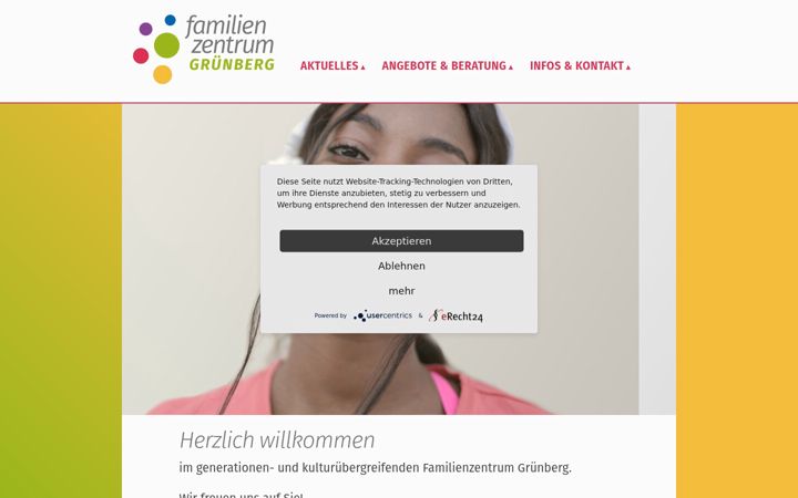 Snímek obrazovky familienzentrum-gruenberg.de