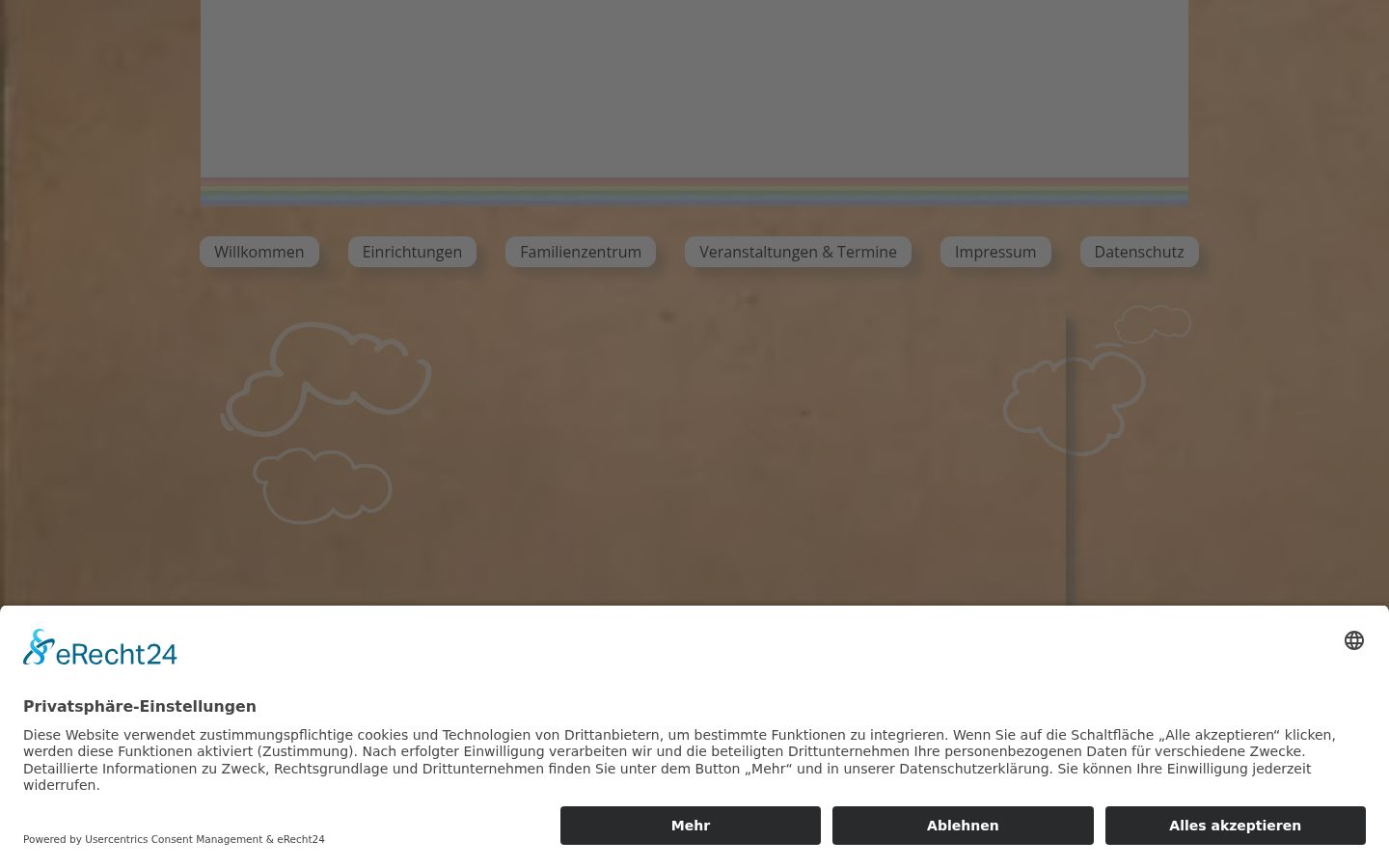 Screenshot des Einwilligungsbanners vor jeglicher Interaktion