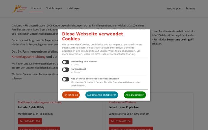 Snímek obrazovky familienzentrum-weitmar.de