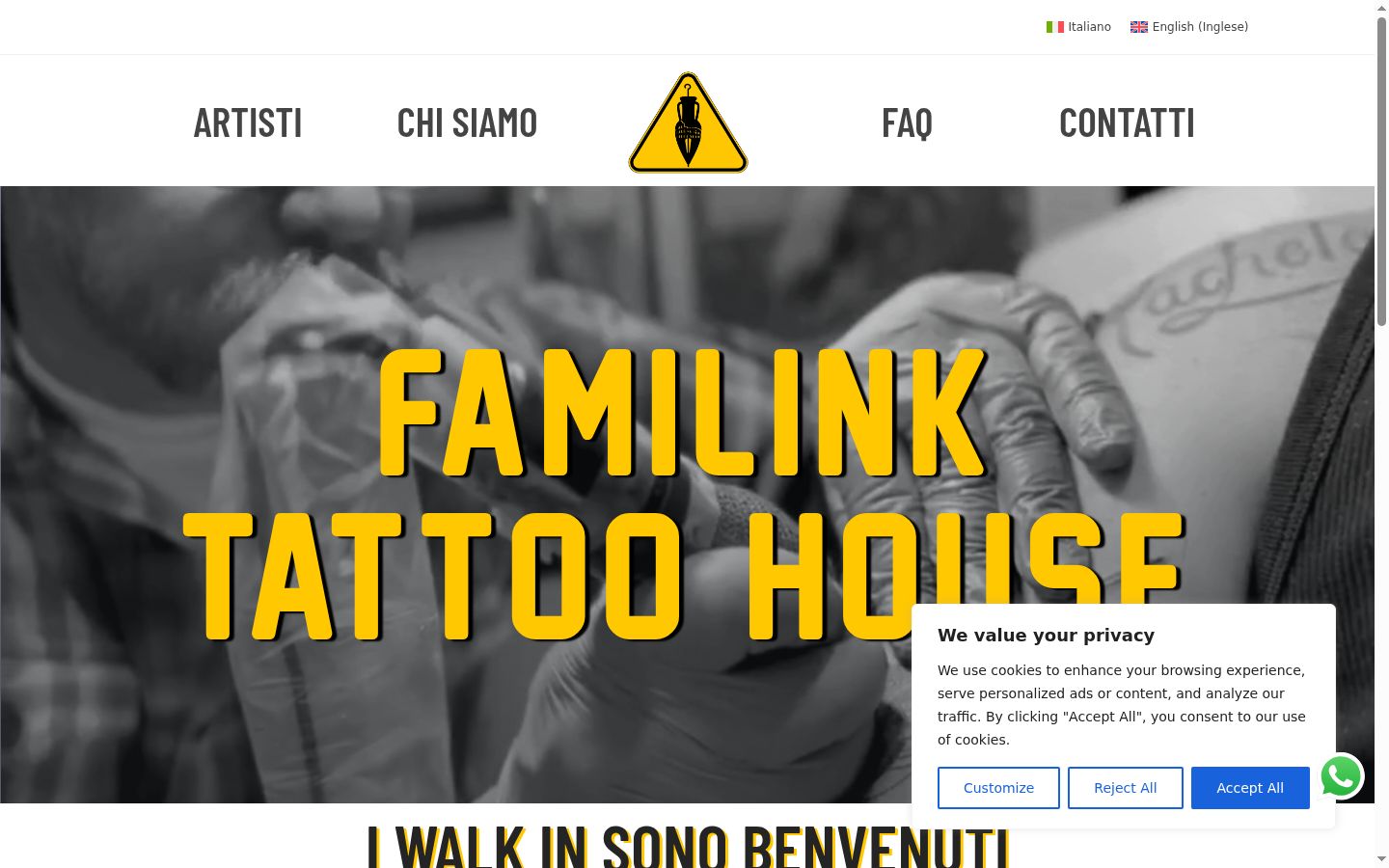 Screenshot del banner di consenso mostrato prima di qualsiasi interazione
