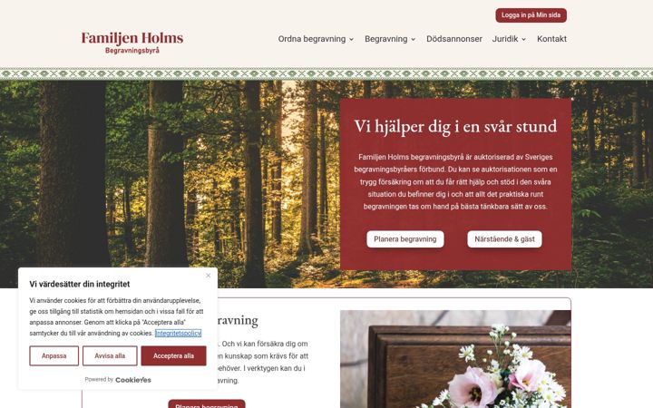 Screenshot of familjenholms.se