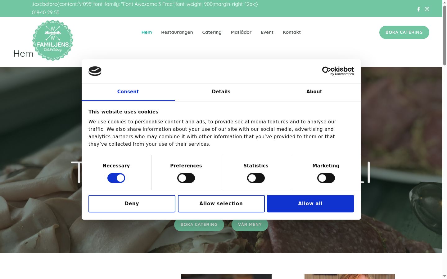 Screenshot of the consent banner shown before any interaction