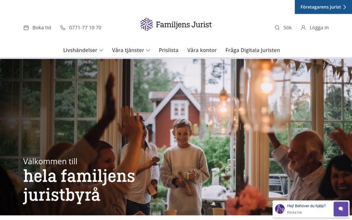Screenshot of familjensjurist.se