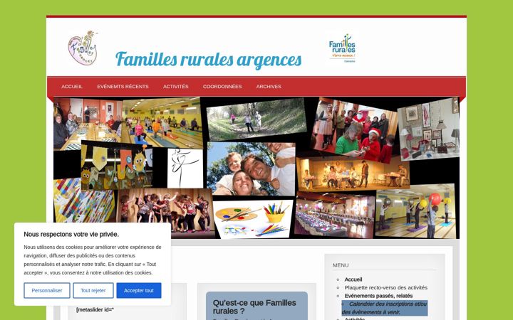 Screenshot of famillesrurales-argences.fr