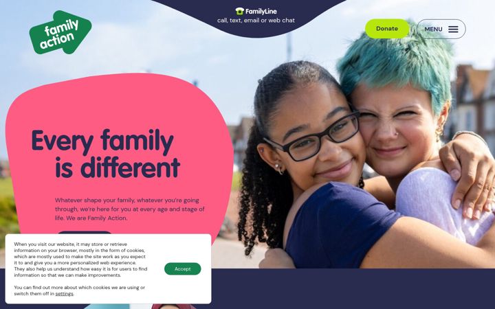 Screenshot of family-action.org.uk