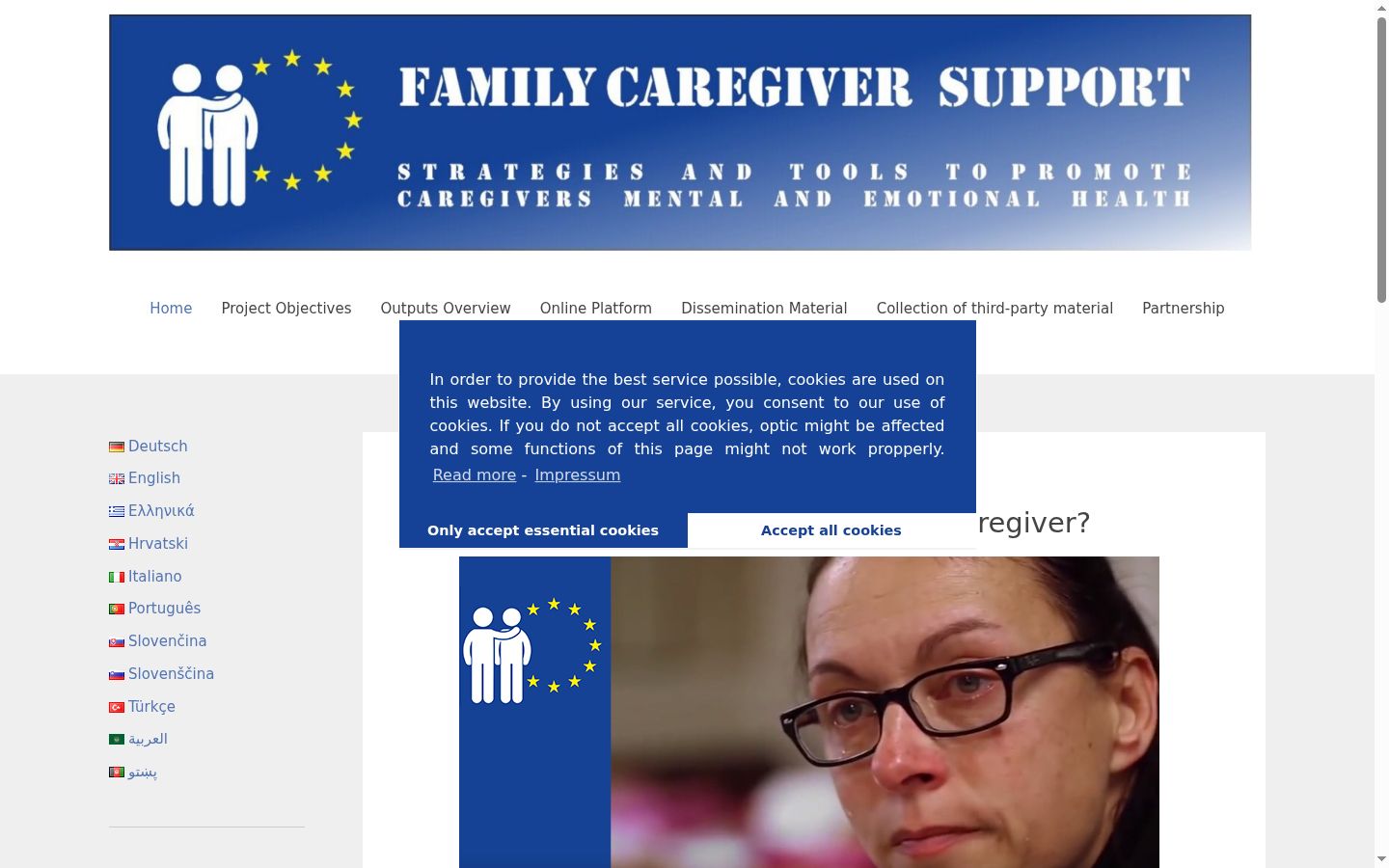 Captura de ecrã do banner de consentimento apresentado antes de qualquer interação