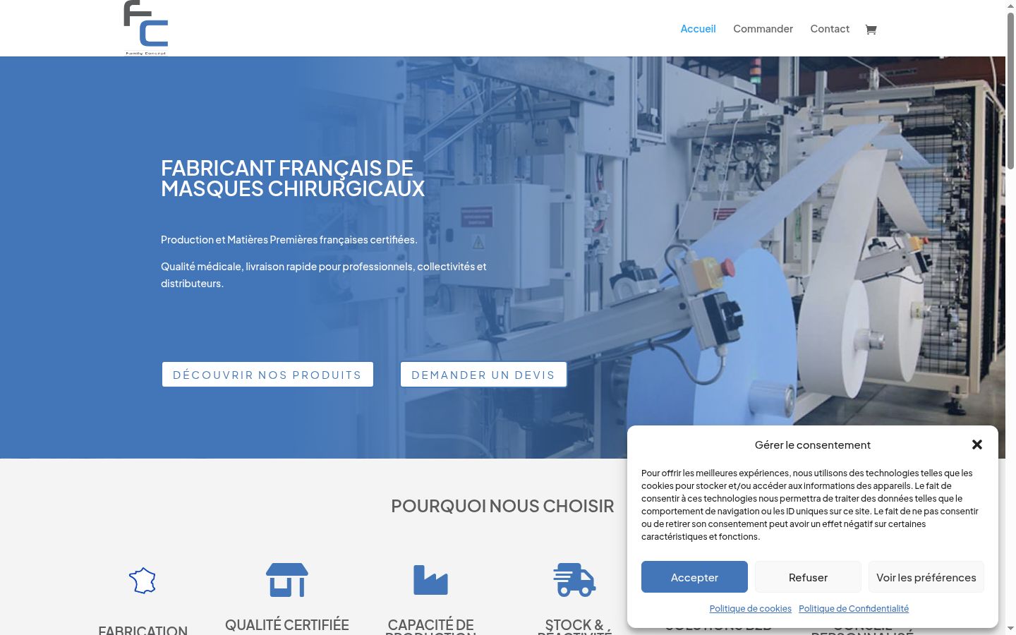 Captura de pantalla del banner de consentimiento mostrado antes de cualquier interacción