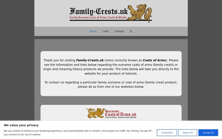 Screenshot of family-crests.uk
