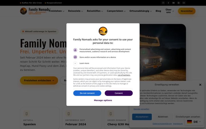 Screenshot of family-nomads-camperfood.com