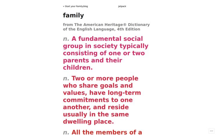 Screenshot of family.blog