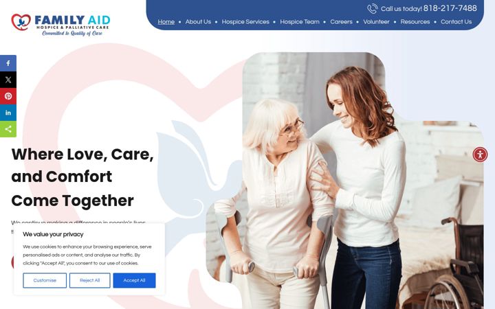 Screenshot of familyaidhospice.com