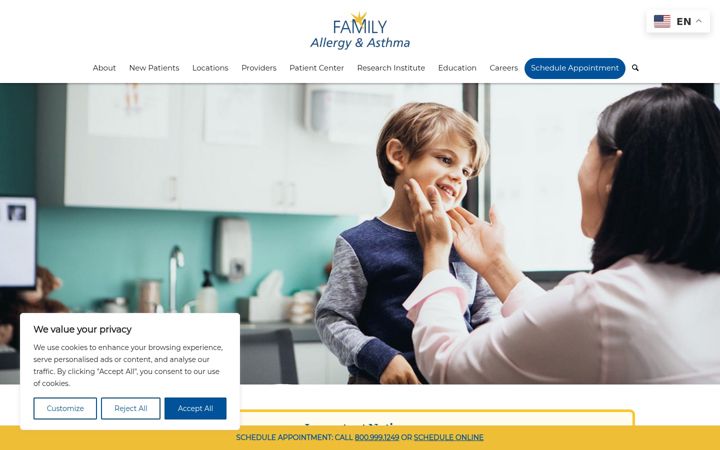 Screenshot of familyallergy.com