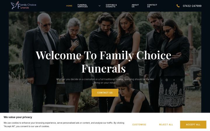 Screenshot stránky familychoicefunerals.uk