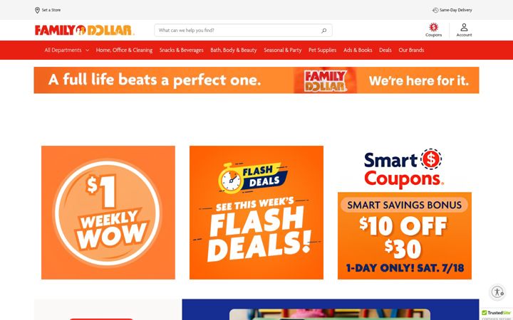 Snímek obrazovky familydollar.com