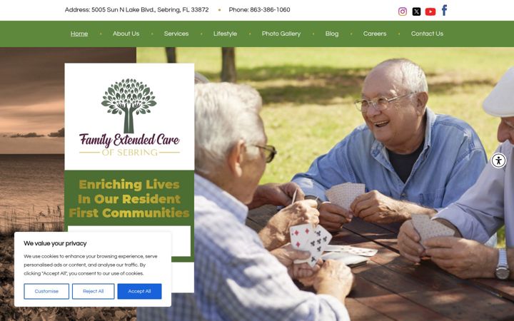 Screenshot of familyextendedcaresebring.org
