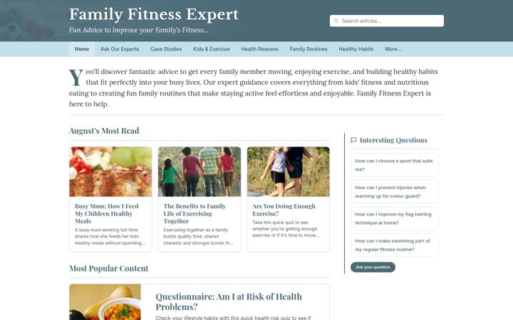 Screenshot of familyfitnessexpert.co.uk