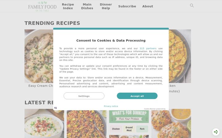 Screenshot of familyfoodonthetable.com