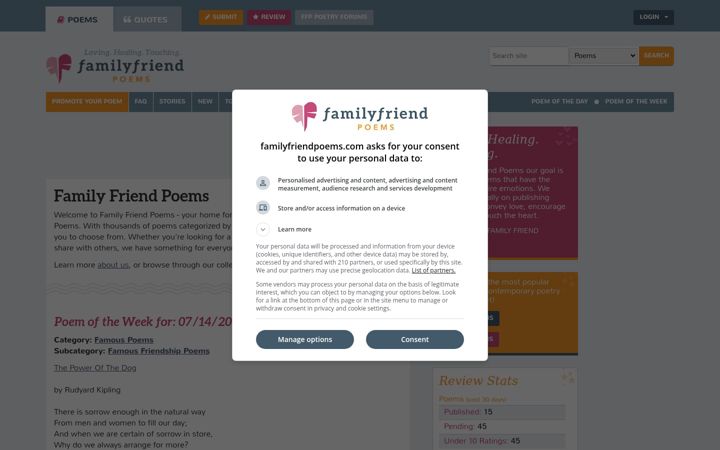 Screenshot of familyfriendpoems.com