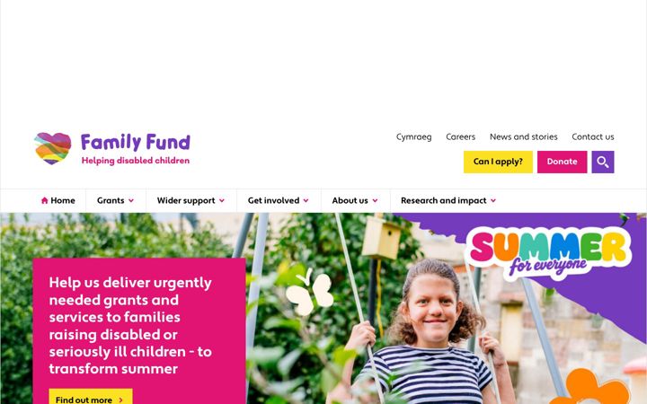 Screenshot of familyfund.org.uk