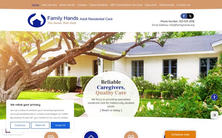 Screenshot of familyhands.org