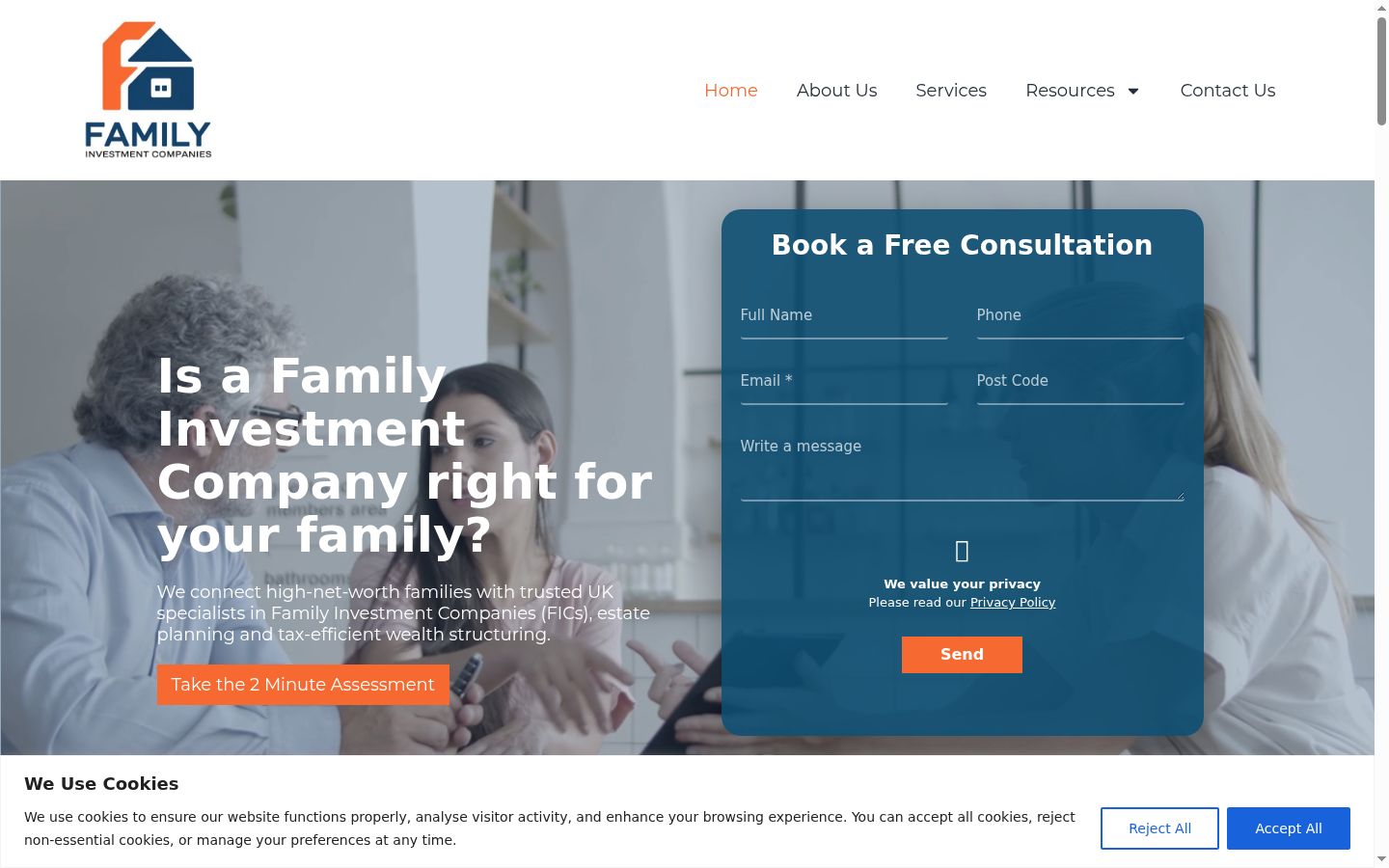 Screenshot of the consent banner shown before any interaction