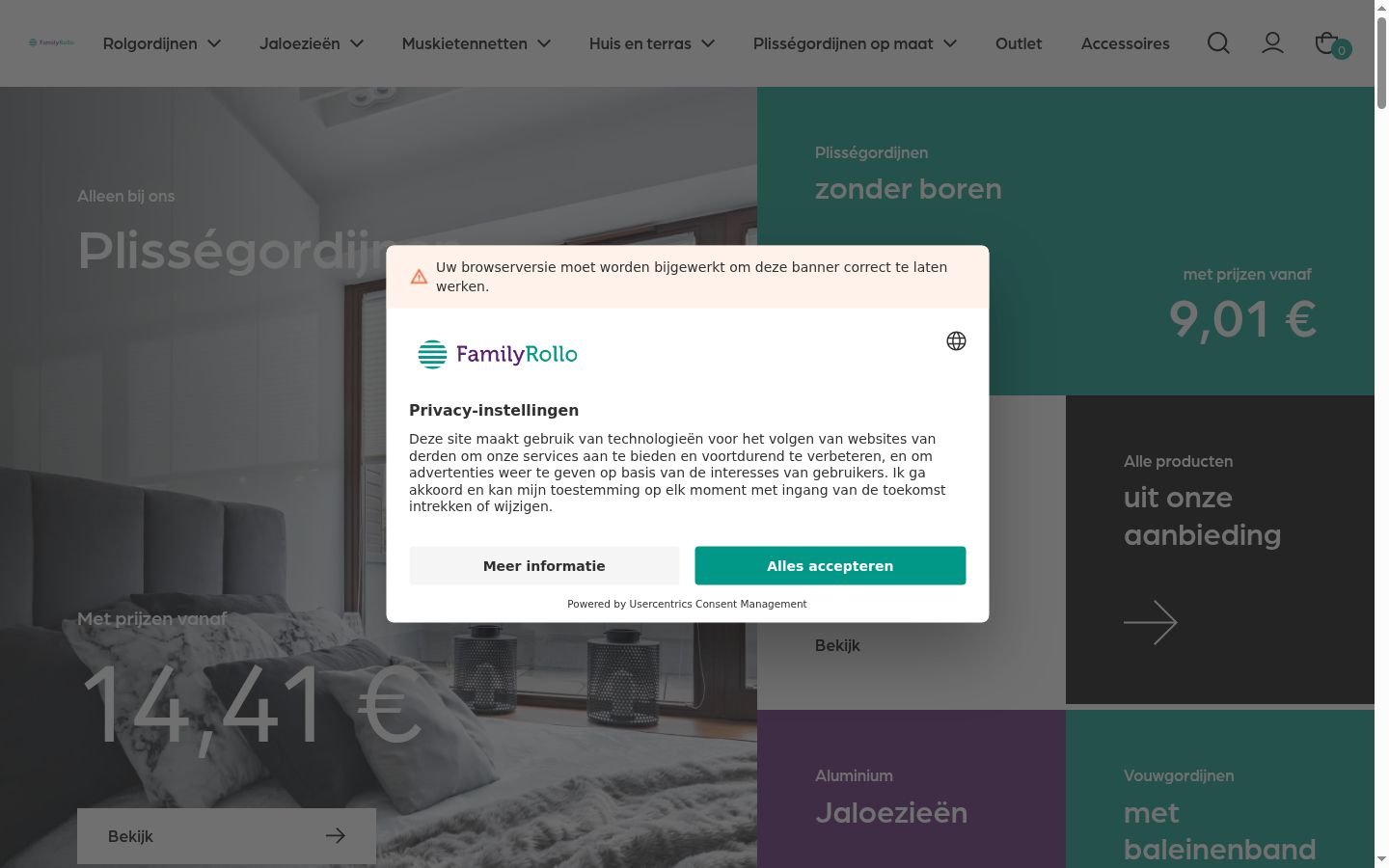 Snímek obrazovky baneru souhlasu zobrazeného před jakoukoli interakcí